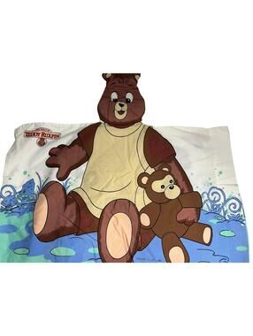 Vintage Teddy Ruxpin Quilted Blanket 28x55 Multicolor Teddy Bear Bedding 1985